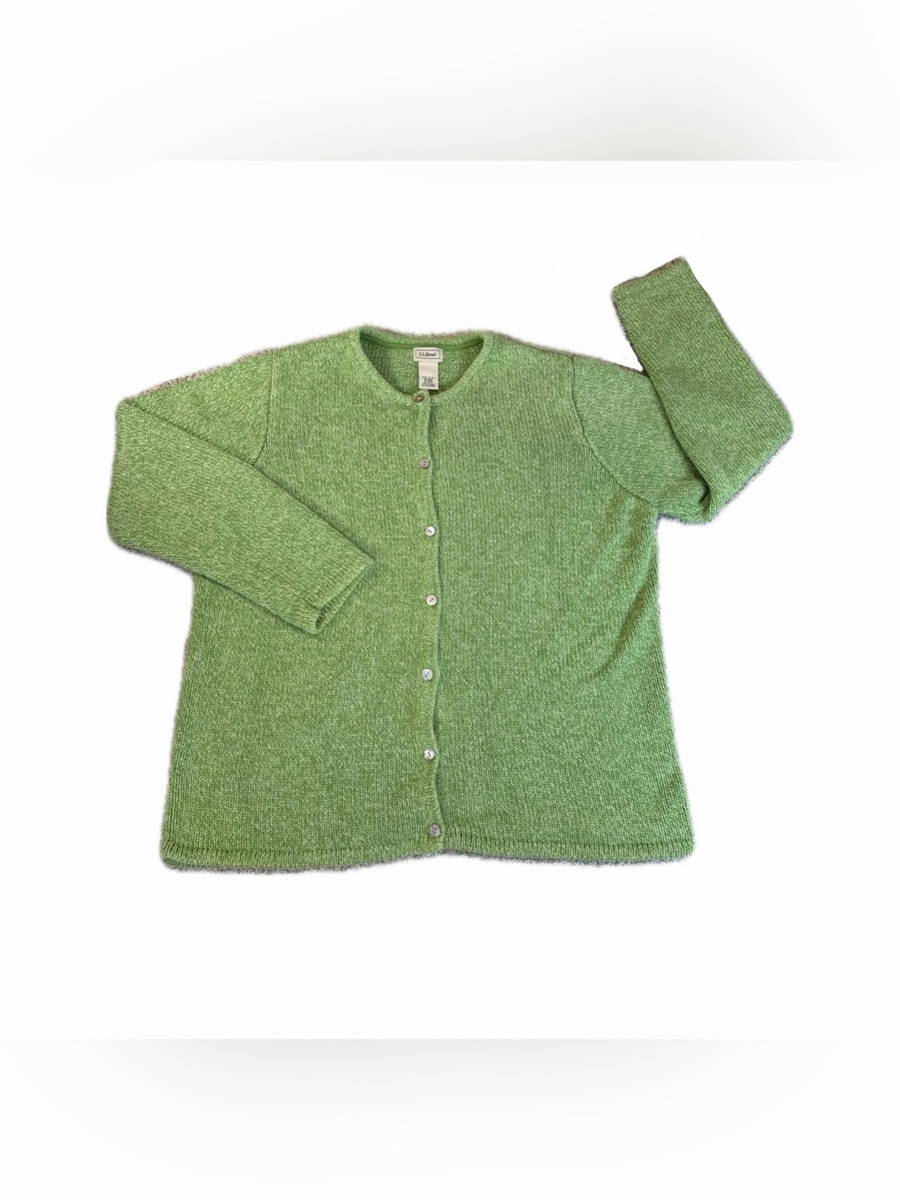 Vintage L.L Bean Cotton Knit Full Button Sweater Cardigan Green Women’s XL Reg